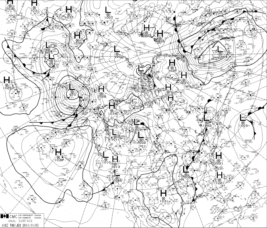 Canada Surface Analysis weatherfax image